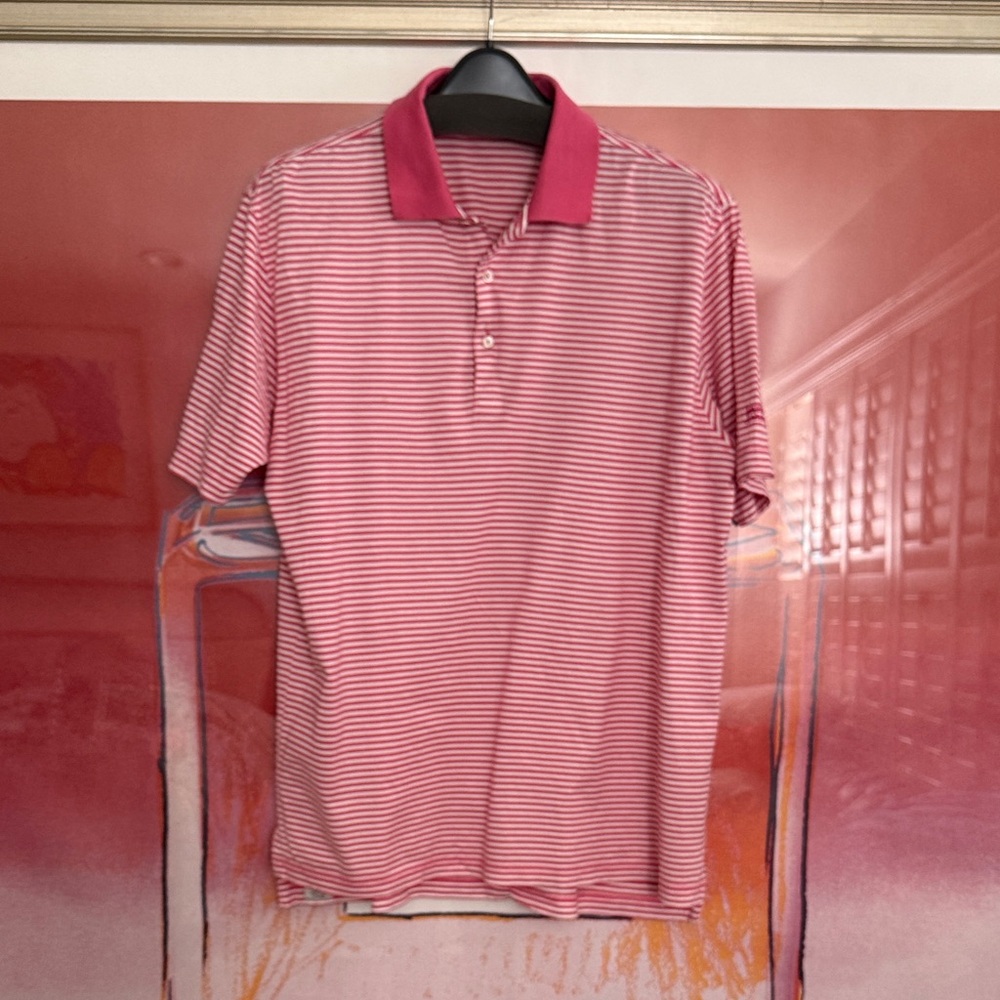 Peter Millar Striped Pink Polo Shirt